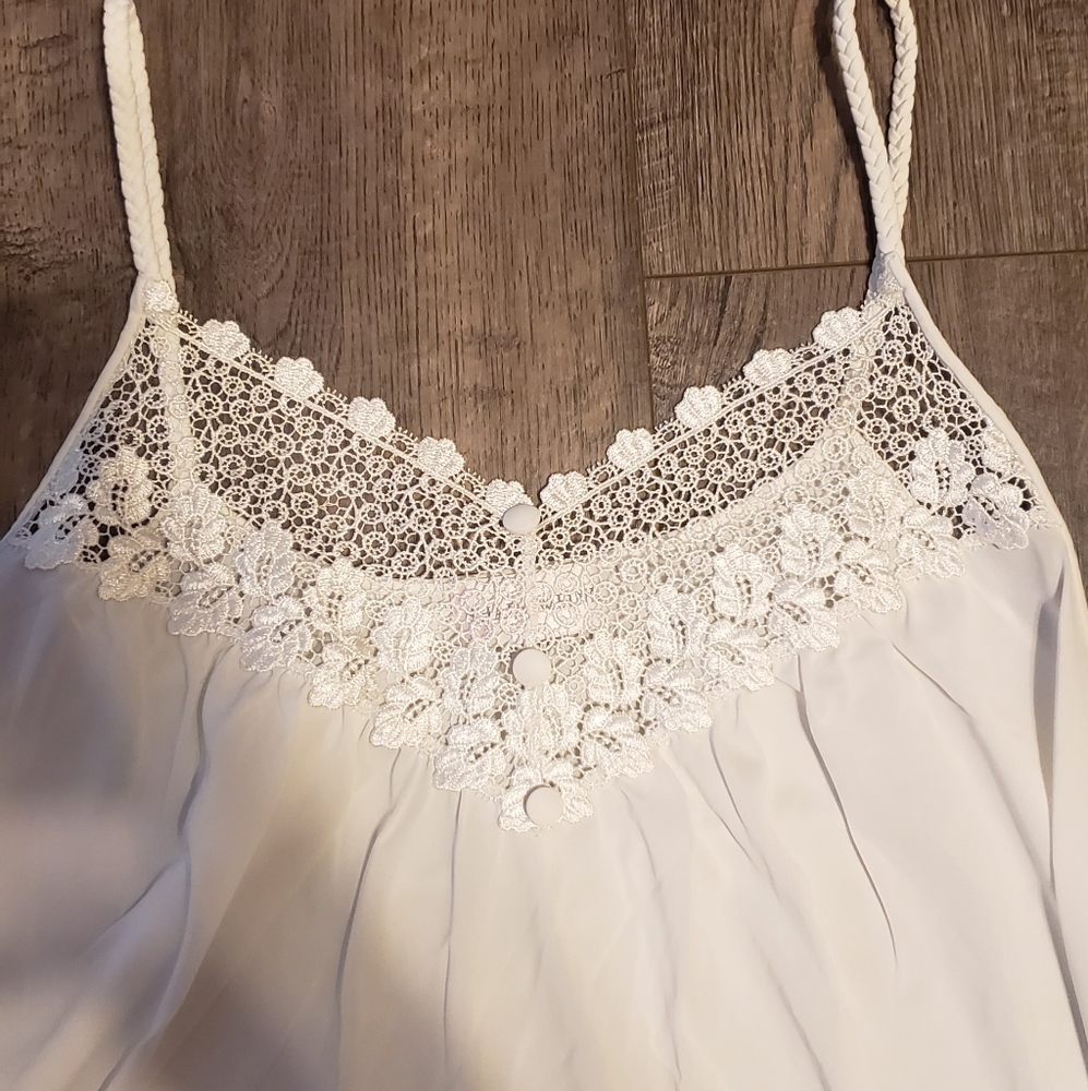 Vintage shadow line shadowline gown sleepwear long pajamas large white lace